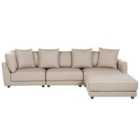 Beliani 3 Seater Fabric Sofa With Ottoman Beige Sigtuna