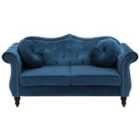 Beliani 2 Seater Velvet Sofa Navy Blue Skien