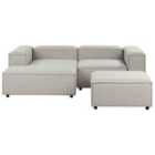 Beliani Right Hand 3 Seater Modular Fabric Corner Sofa With Ottoman Light Grey Ardal