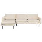 Beliani Right Hand Velvet Corner Sofa Light Beige Vinterbro