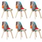 Life Interiors Set Of 6 Patchwork Tub Fabric Dining Chairs Upholstered For Dining Room Kitchen Restaurant Office, Multicolour