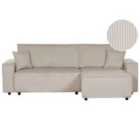 Beliani Left Hand Jumbo Cord Corner Sofa Bed Beige Abacka