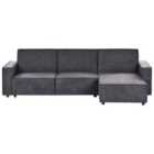 Beliani Left Hand Fabric Corner Sofa Bed Graphite Grey Romedal Ii