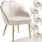 Accent Chair Hellen - Velvet Cover, Padded, Extra-wide Shell-shaped Backrest