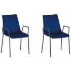 Beliani Set Of 2 Dining Chairs Lavonia Velvet Taupe