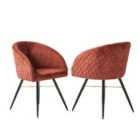 Life Interiors Set Of 2 Vittorio Velvet Dining Chairs Upholstered For Dining Room Kitchen Restaurant Office, Red