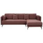 Beliani Left Hand Fabric Corner Sofa Burgundy Altan