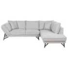 Beliani Left Hand Linen Corner Sofa Light Grey Elga