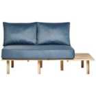 Beliani 2 Seater Fabric Sofa With Table Blue Salo
