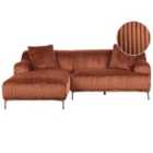 Beliani Right Hand Jumbo Cord Corner Sofa Brown Stenum