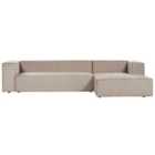 Beliani Left Hand Velvet 3 Seater Corner Sofa Taupe Beige Vernon