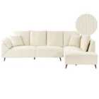 Beliani Left Hand Corduroy Corner Sofa Light Beige Lunner
