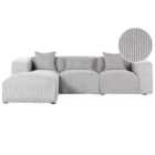Beliani Right Hand Jumbo Cord Corner Sofa Light Grey Dolva