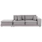 Beliani 2 Seater Fabric Sofa With Ottoman Grey Heden