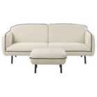 Beliani Fabric Sofa With Ottoman Light Beige Tonsberg