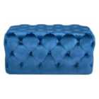 Seraphina Sapphire Blue Velvet Buttoned Rectangular Ottoman