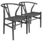 Nicholas Winter Beech Wooden Scandi Danish Style Dining Chairs - Black/Black - Set of 2