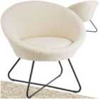 Accent Chair Centera - Bouclã© Or Velvet Fabric, Curved Backrest, And Steel Frame