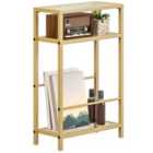 HOMCOM Slim Bedside Table, Side Table with Tempered Glass Tabletop, Gold