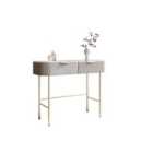 CARME Home Imogen Mocha Dressing Table - Drawers With Ribbed Front Finished - Marble-effect Tabletop