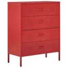 Beliani Chest Of Drawers Enago Metal Red