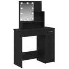 Vidaxl Dressing Table Black Oak Engineered Wood, Glass 86.5 X 35 X 136 Cm