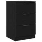 Vidaxl Bedside Cabinet Black Oak Engineered Wood Storage Bedside Table