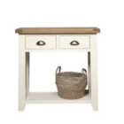 Elm Home And Garden Painted Cream Oak 2 Drawer Hall Console Table With Shelf