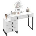 HOMCOM Dressing Table with LED Leaf Shape Mirror and 5 Drawers, White
