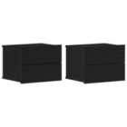Vidaxl Bedside Cabinet Set Of 2 Black Oak Engineered Wood 40X30X30