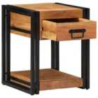 Vidaxl Bedside Cabinet Brown Solid Acacia Wood, Iron 40 X 40 X 50 Cm