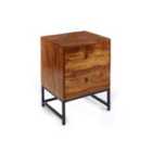 Elm Home And Garden Dark Wooden Two 2 Drawer Side Lamp End Bedside Table Cabinet
