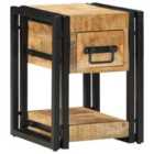 Vidaxl Bedside Cabinet Brown Solid Mango Wood, Iron 40 X 40 X 40 Cm