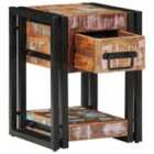 Vidaxl Bedside Cabinet Multicolour Solid Reclaimed Wood, Iron
