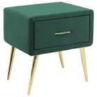 Beliani Bedside Table Flayat Velvet Emerald Green