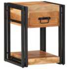 Vidaxl Bedside Cabinet Brown Solid Acacia Wood, Iron 40 X 35 X 50 Cm