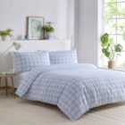 Portfolio Home Gingham Check Blue Single Soft Easy Care Bed Linen Bedding Duvet Cover Quilt Set With Pillow Case