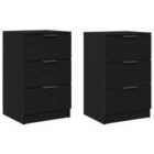 Vidaxl Bedside Cabinet Black Oak Engineered Wood Medium Storage