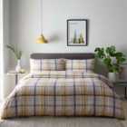 Portfolio Home Prague Checkered Check Ochre King Soft Easy Care Bed Linen Bedding Duvet Cover Quilt Set With Pillow Cases
