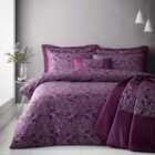 Portfolio Home Sandringham Damask Plum Single Soft Easy Care Bed Linen Bedding Duvet Cover Quilt Set With Pillow Case