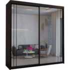 Sliding Wardrobes 4U Full Mirror Double Door Wardrobe In 2 Sizes & 4 Colors - Black 200Cm