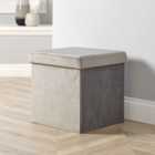 Home Source Folding Ottoman Square Velvet Grey