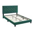 Furniture One Bed Frame Upholstered Platform Bed With Adjustable Tufted Headboard - Double Green