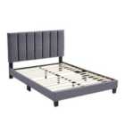 Furniture One Bed Frame Upholstered Platform Bed With Adjustable Headboard - Double Grey
