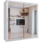 Celtic Modern Wardrobe With Sliding Mirror Doors, Adjustable Shelves &hanging Rails White 180Cm
