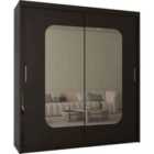 Avaon Double Sliding Mirror Door Wardrobe Black 120Cm