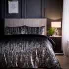 Portfolio Home Marseilles Printed Velvet Metallic Abstract Black Super King Soft Easy Care Bed Linen Bedding Duvet Cover Quilt Set With Pillow Cases