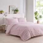 Portfolio Home Gingham Check Pink Double Soft Easy Care Bed Linen Bedding Duvet Cover Quilt Set With Pillow Cases