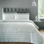 Portfolio Home Antibes Chevron Waves Silver Quilted Throwover Bed Throw Blanket 200 X 230Cm