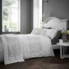Portfolio Home Rouen Embellished Sequens Geometric White Super King Soft Easy Care Bed Linen Bedding Duvet Cover Quilt Set With Pillow Cases